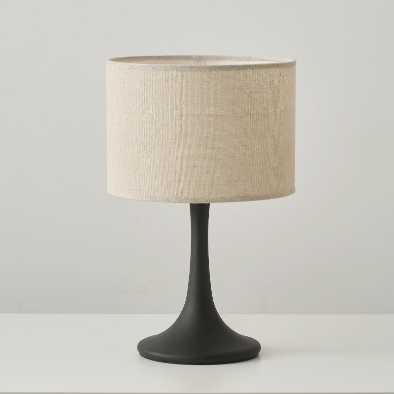 Trumpet Table Lamp - Handcrafted Solid Wood Base & Fabric Shade | Modern Minimalist Bedside Accent Light