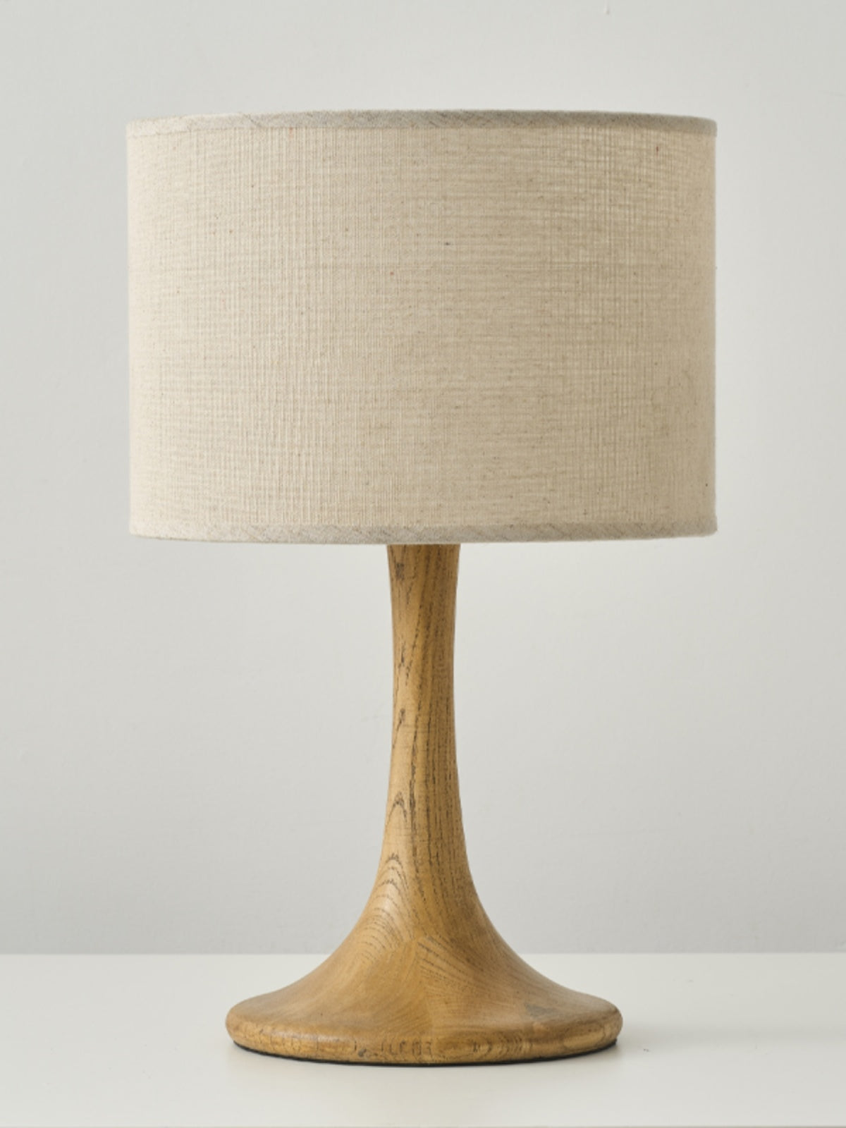 Trumpet Table Lamp - Handcrafted Solid Wood Base & Fabric Shade | Modern Minimalist Bedside Accent Light