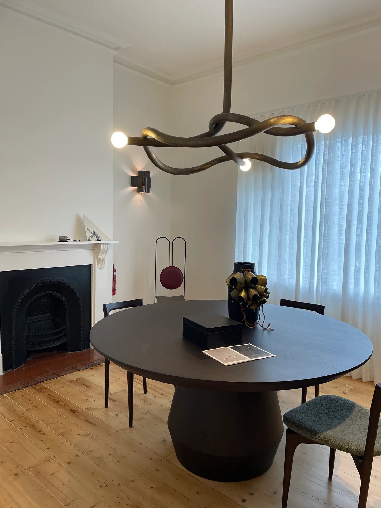 Tryst Chandelier - Interlocked Sculptural Brass Pendant Light | Modern Kinetic Balancing Chandelier