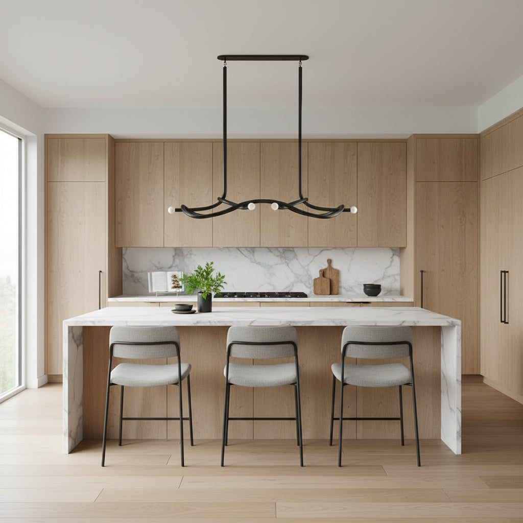 Tryst Chandelier - Interlocked Sculptural Brass Pendant Light | Modern Kinetic Balancing Chandelier