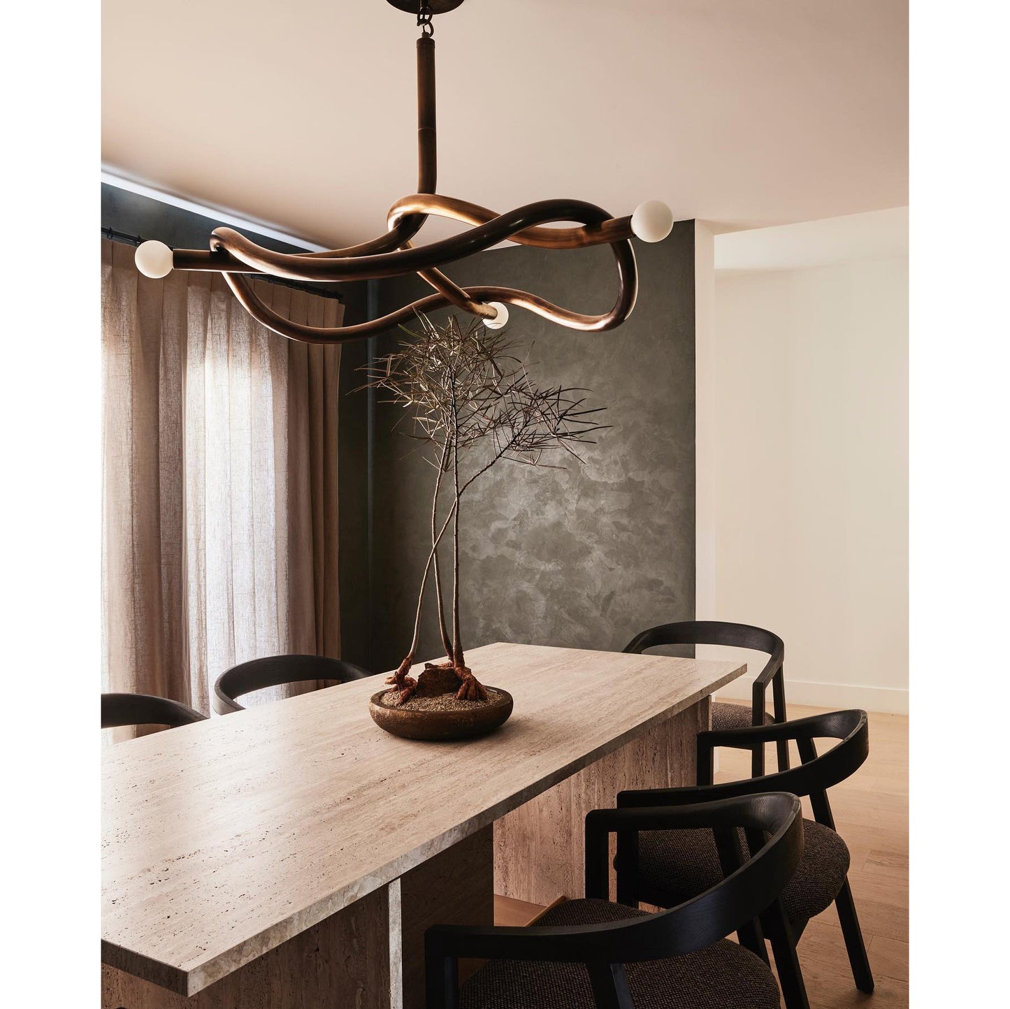 Tryst Chandelier - Interlocked Sculptural Brass Pendant Light | Modern Kinetic Balancing Chandelier