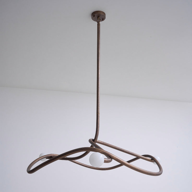 Tryst Chandelier - Interlocked Sculptural Brass Pendant Light | Modern Kinetic Balancing Chandelier