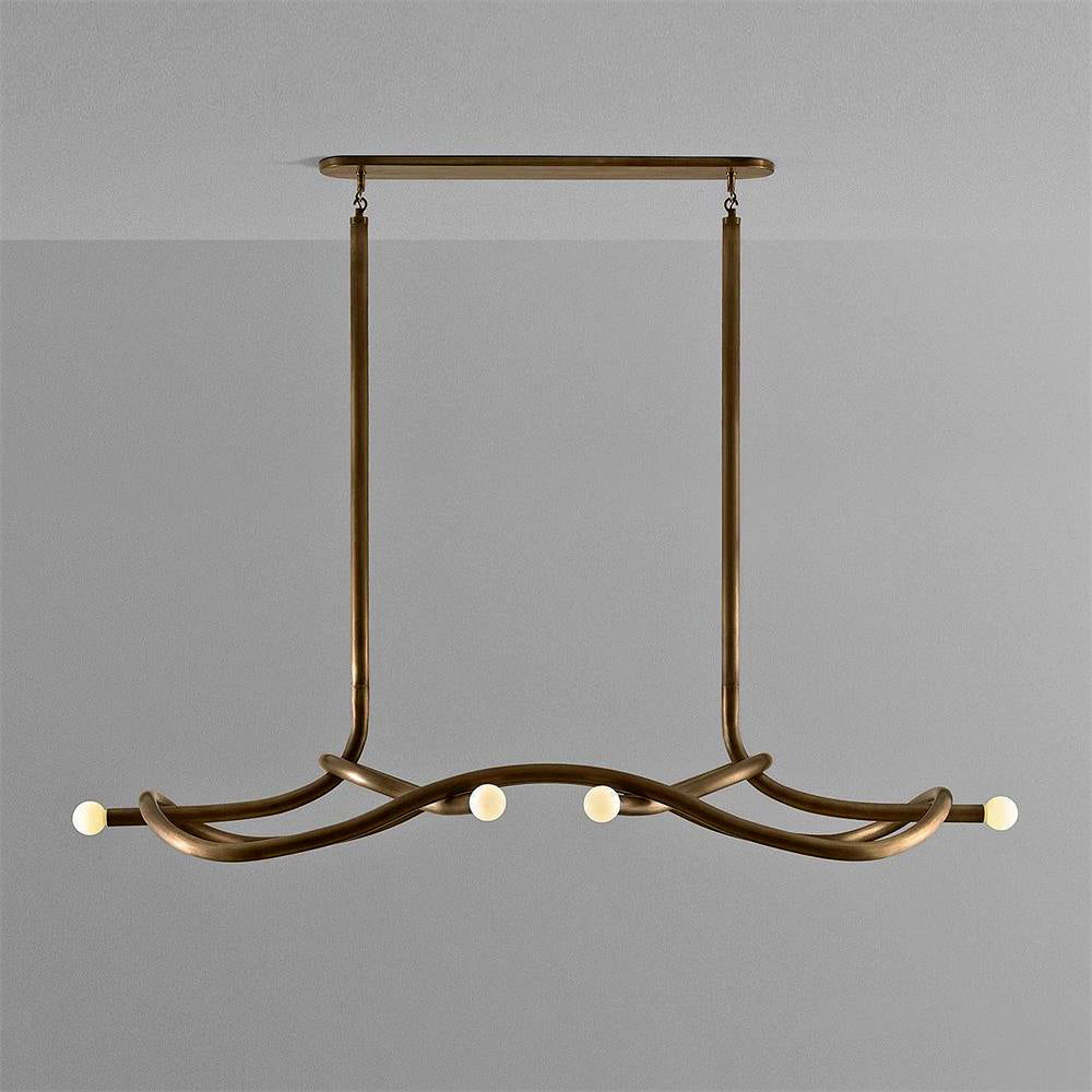 Tryst Chandelier - Interlocked Sculptural Brass Pendant Light | Modern Kinetic Balancing Chandelier