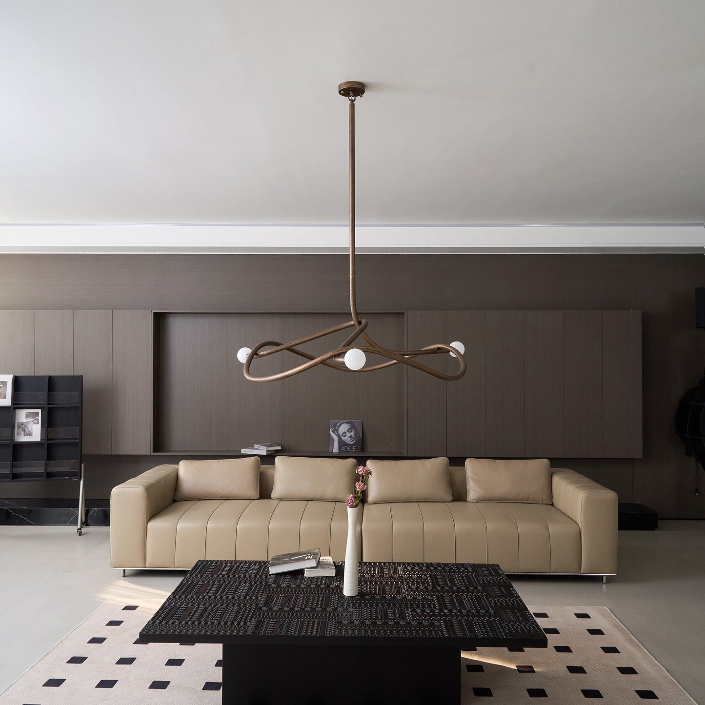 Tryst Chandelier - Interlocked Sculptural Brass Pendant Light | Modern Kinetic Balancing Chandelier