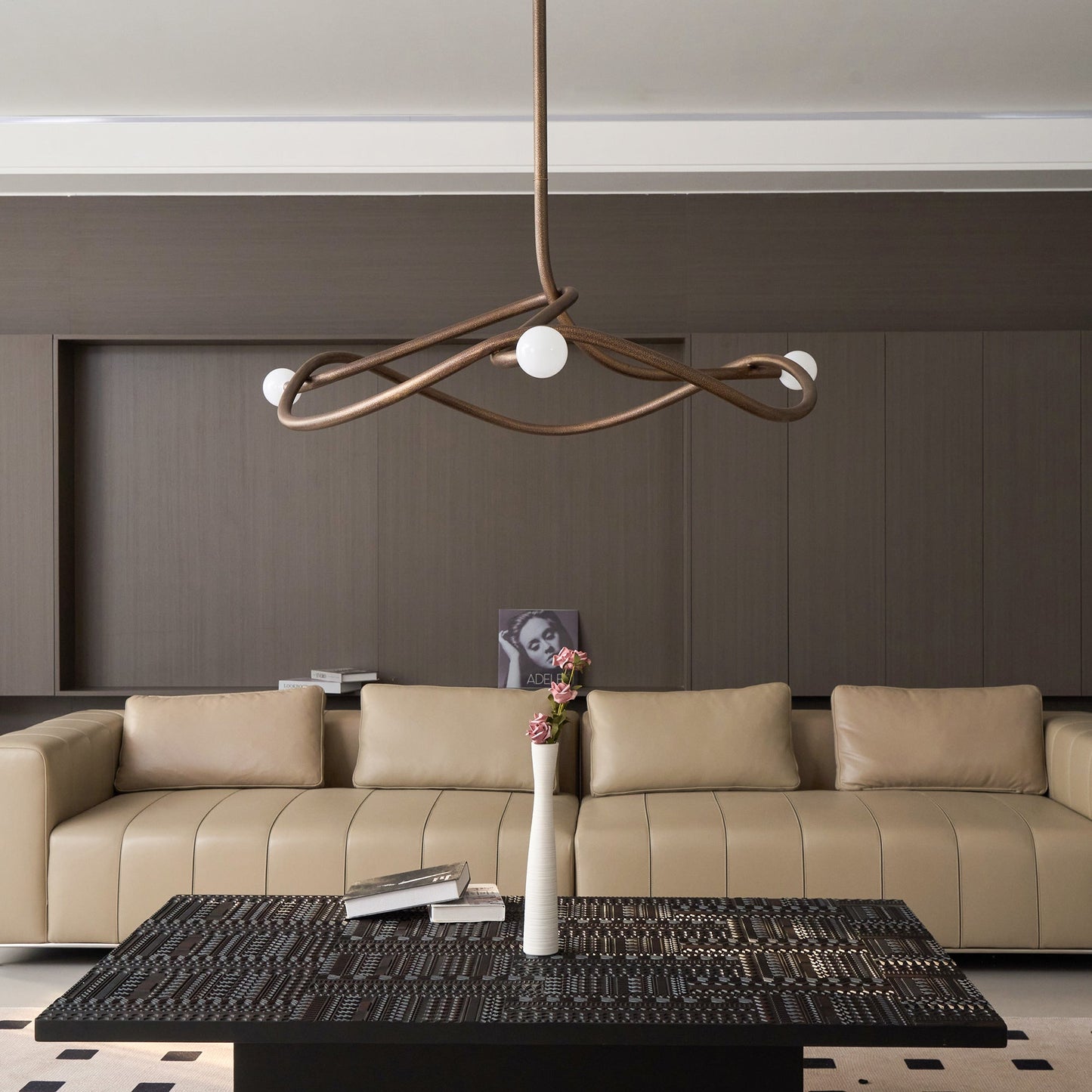 Tryst Chandelier - Interlocked Sculptural Brass Pendant Light | Modern Kinetic Balancing Chandelier