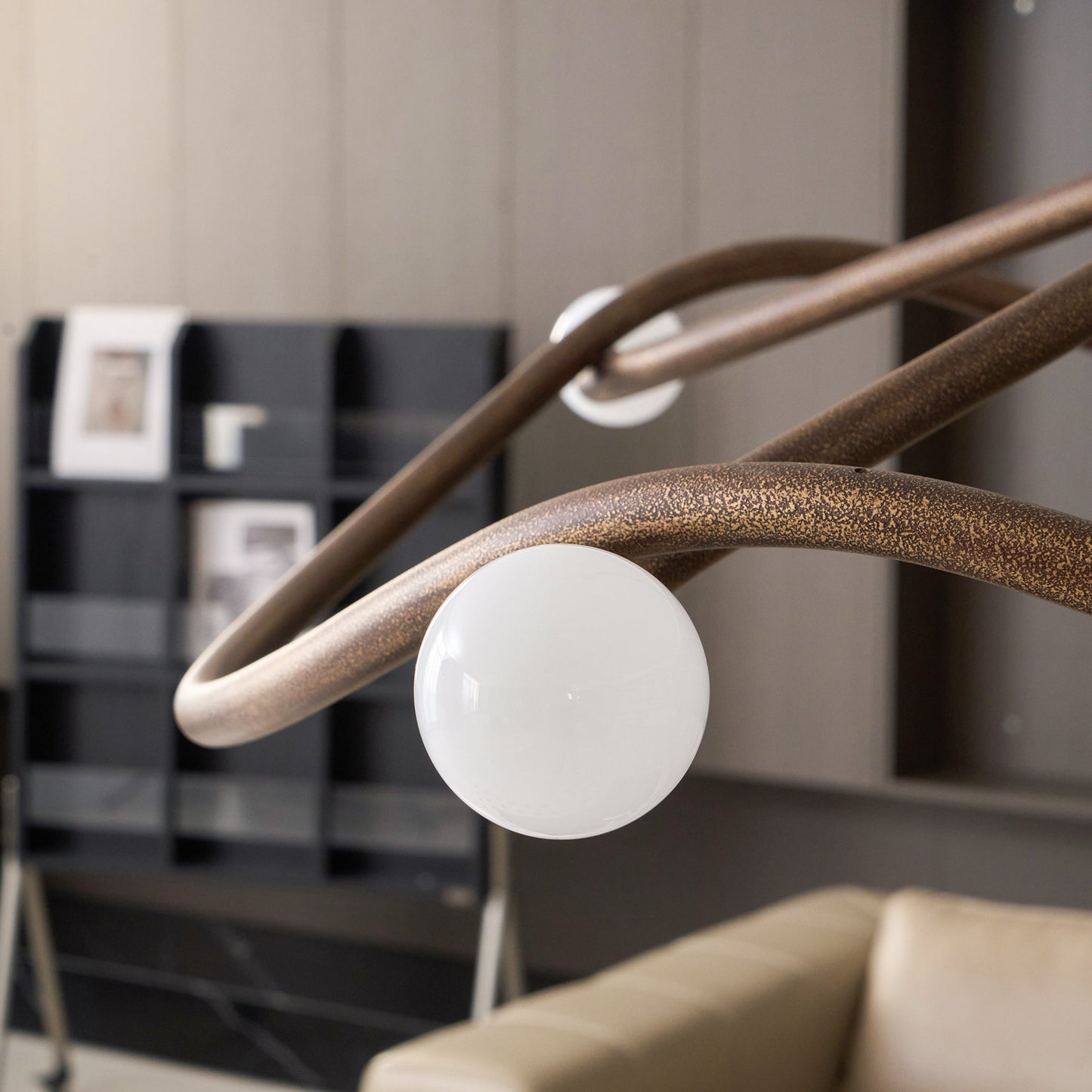 Tryst Chandelier - Interlocked Sculptural Brass Pendant Light | Modern Kinetic Balancing Chandelier