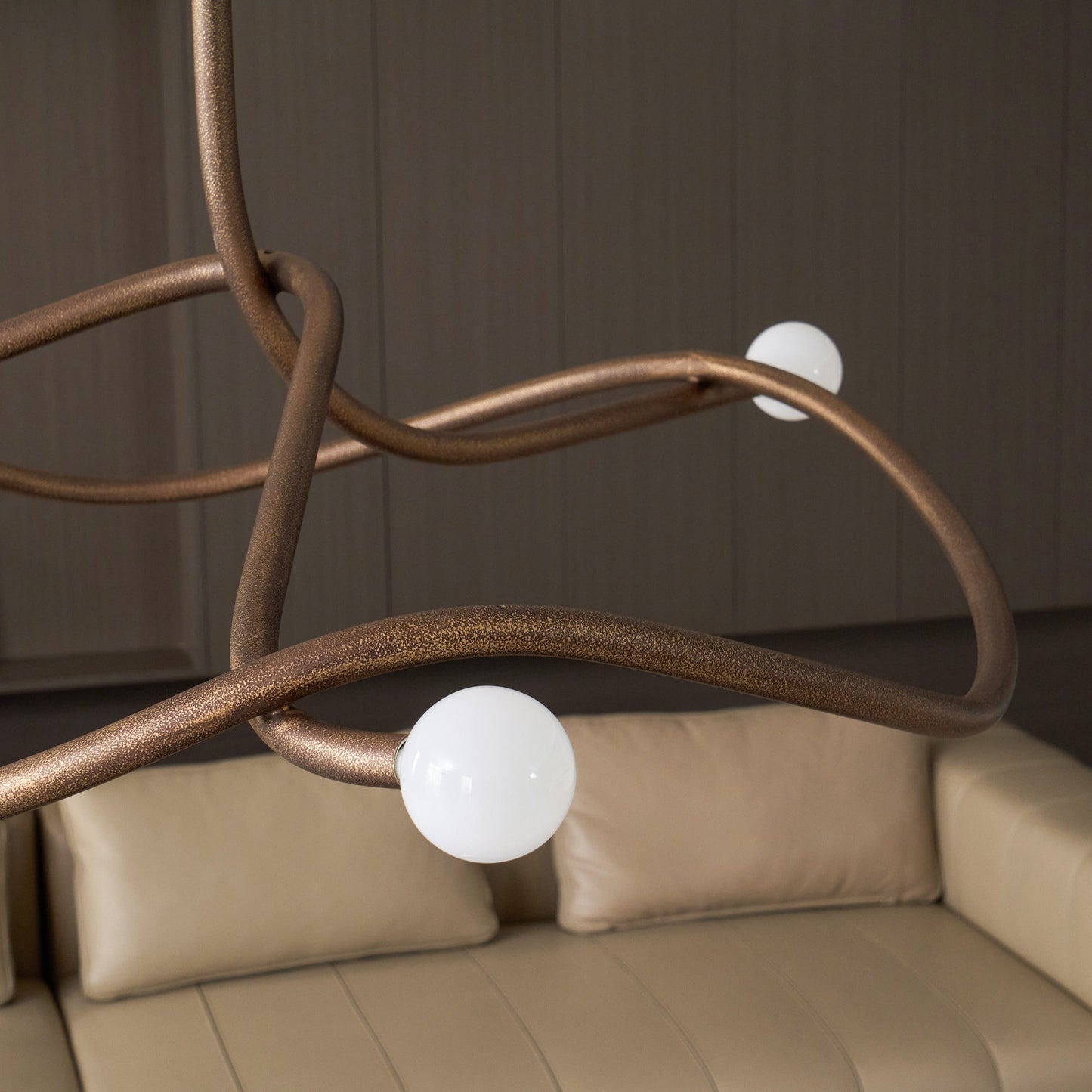 Tryst Chandelier - Interlocked Sculptural Brass Pendant Light | Modern Kinetic Balancing Chandelier