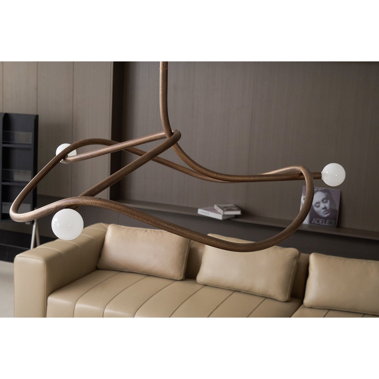 Tryst Chandelier - Interlocked Sculptural Brass Pendant Light | Modern Kinetic Balancing Chandelier