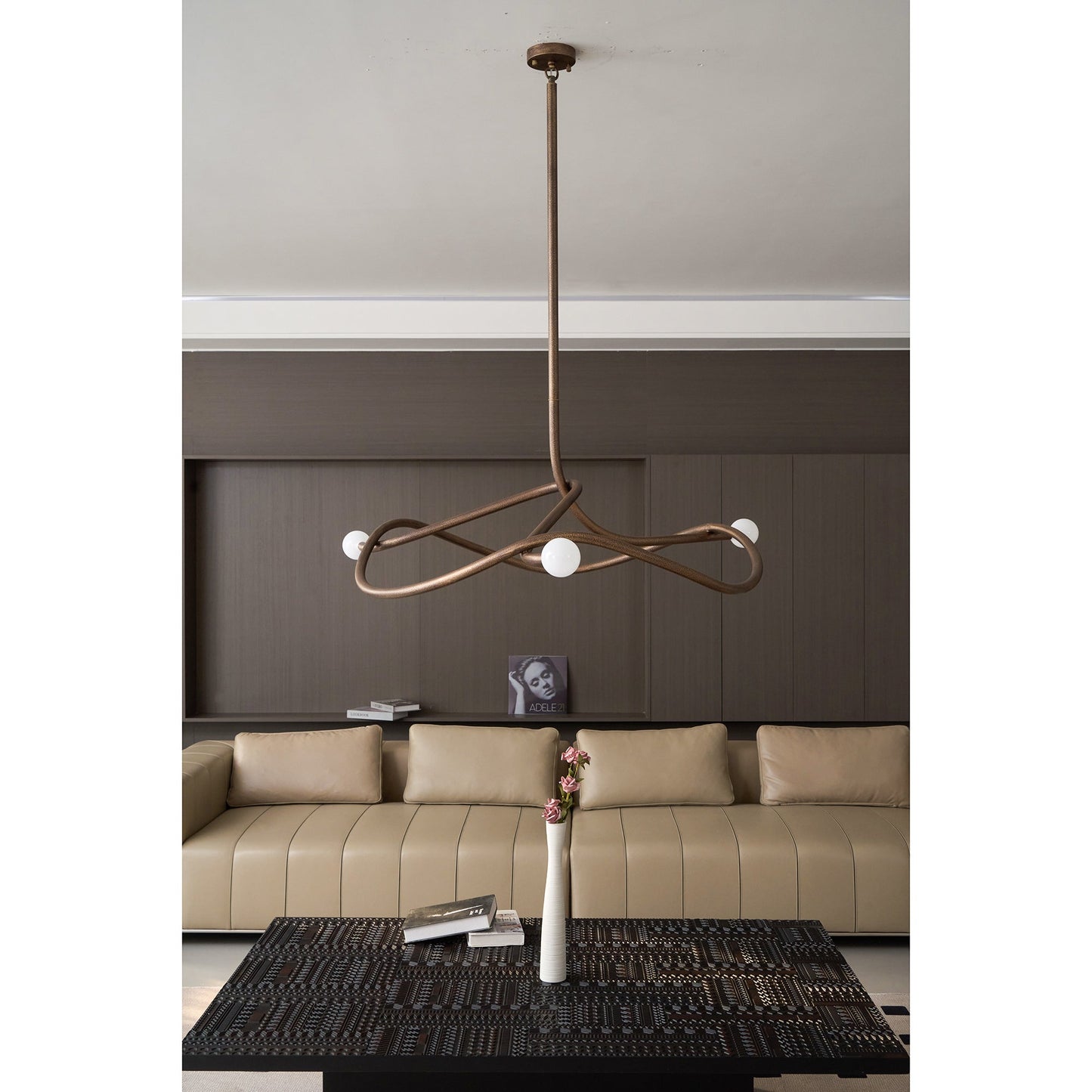 Tryst Chandelier - Interlocked Sculptural Brass Pendant Light | Modern Kinetic Balancing Chandelier