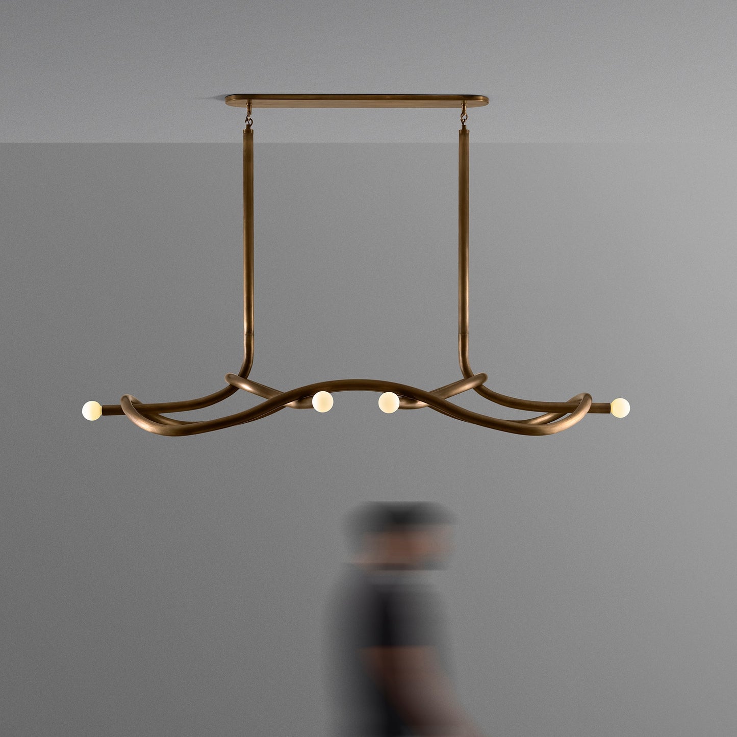 Tryst Chandelier - Interlocked Sculptural Brass Pendant Light | Modern Kinetic Balancing Chandelier