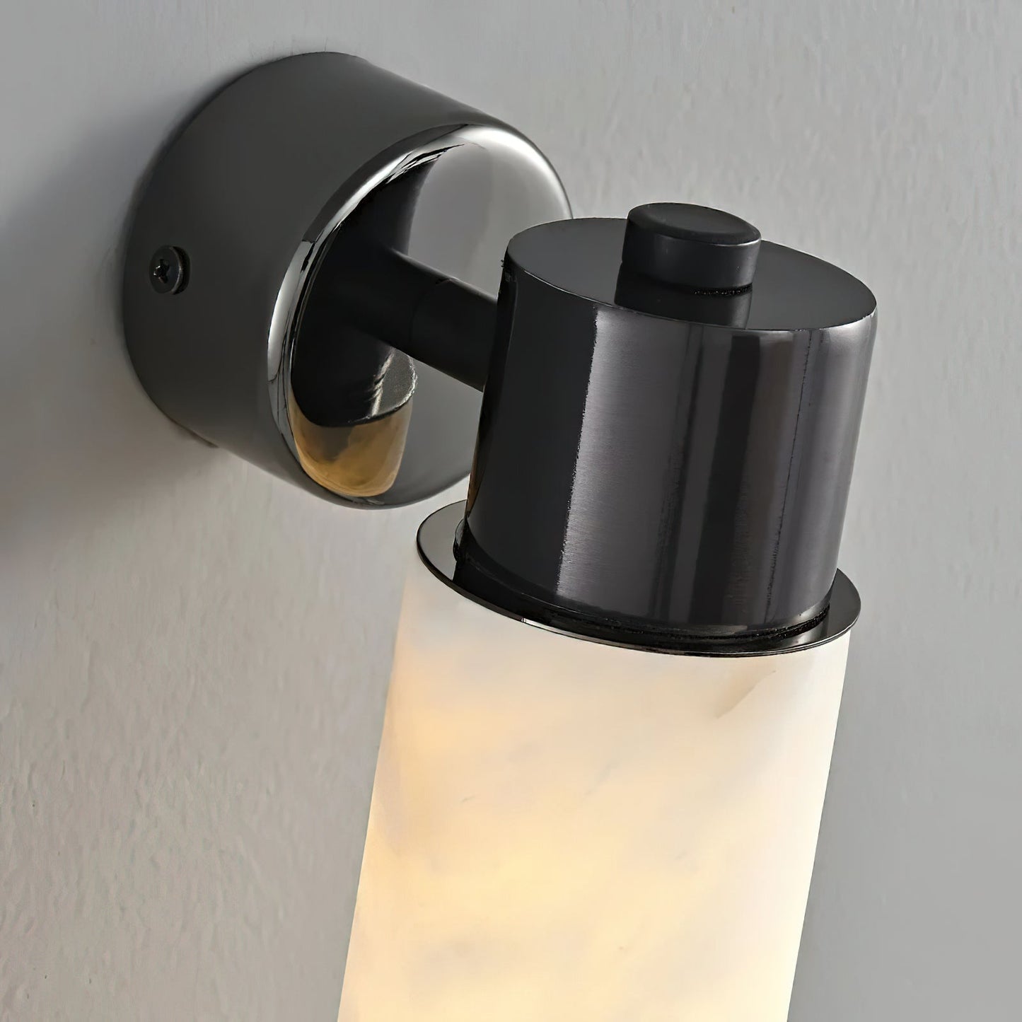Tubular Alabaster Wall Sconce - Natural Stone Cylinder Sconce | Modern Brass LED Vanity & Bedside Light