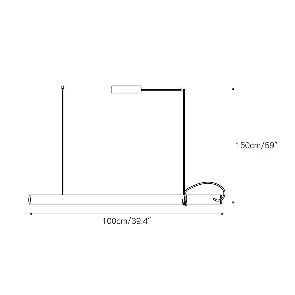Tubular Linear LED Pendant Lamp - Fire-Polished Glass Tube Linear Light | Modern Kitchen Island & Office Pendant