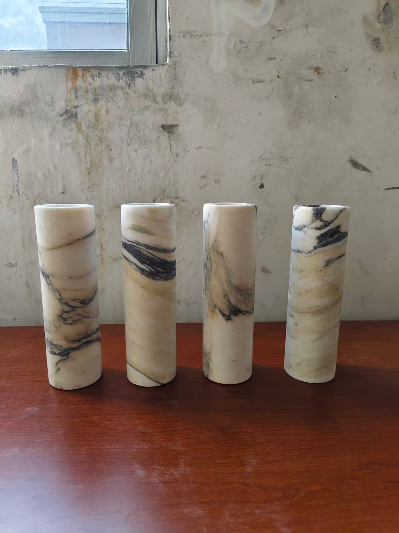 Tubular Marble Wall Lamp - Natural Stone Cylinder Sconce | Modern Minimalist G9 Wall Light