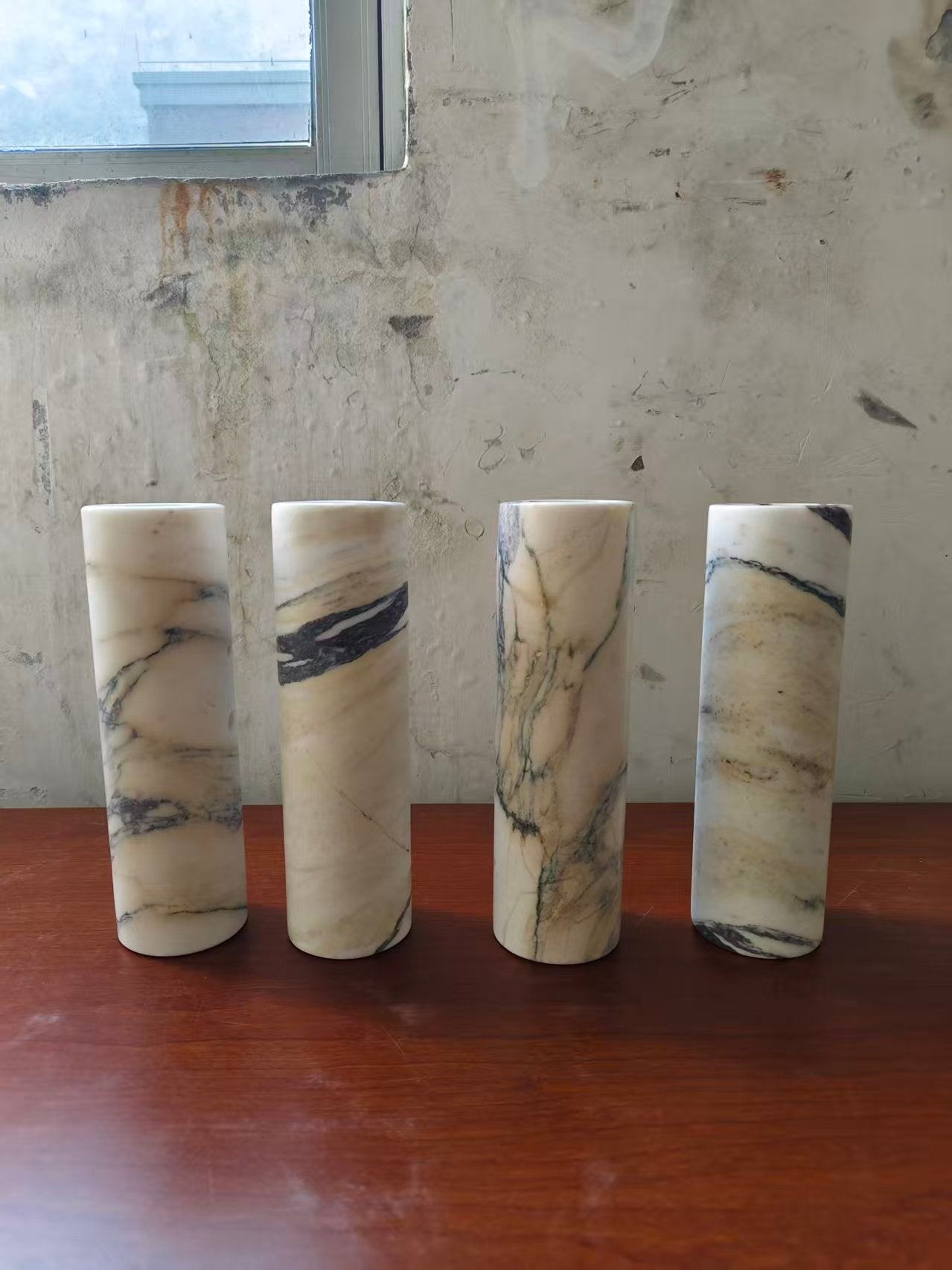 Tubular Marble Wall Lamp - Natural Stone Cylinder Sconce | Modern Minimalist G9 Wall Light