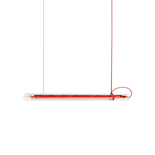 Tubular Linear LED Pendant Lamp - Fire-Polished Glass Tube Linear Light | Modern Kitchen Island & Office Pendant