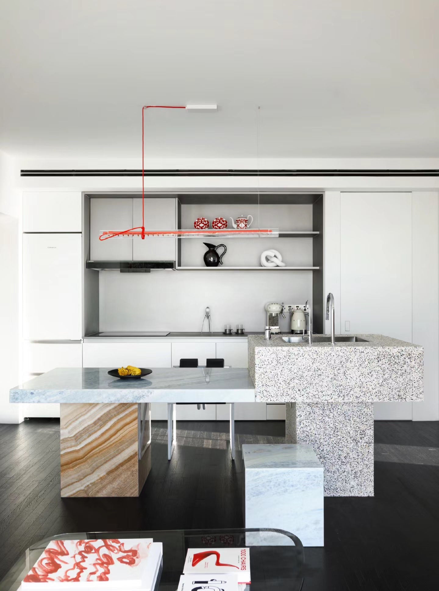 Tubular Linear LED Pendant Lamp - Fire-Polished Glass Tube Linear Light | Modern Kitchen Island & Office Pendant