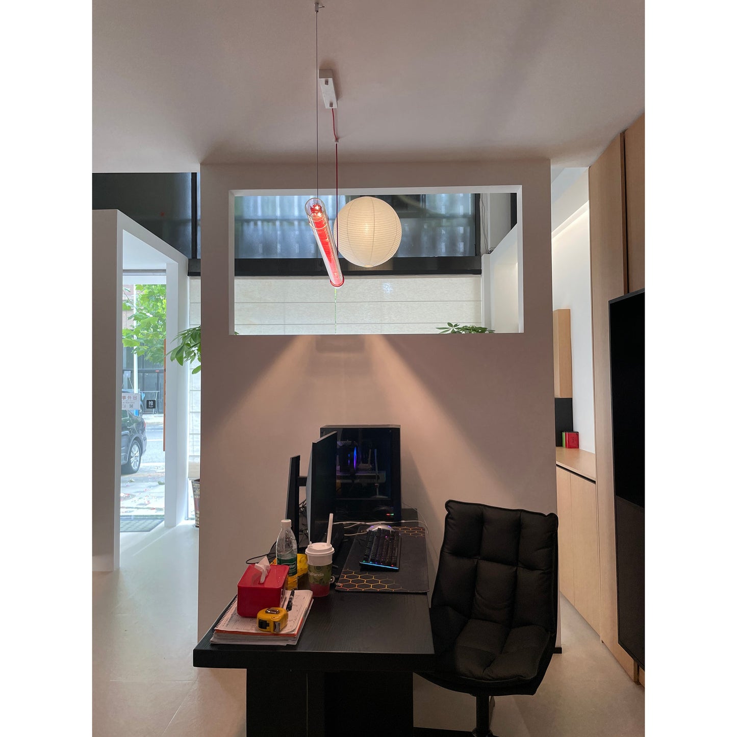 Tubular Linear LED Pendant Lamp - Fire-Polished Glass Tube Linear Light | Modern Kitchen Island & Office Pendant