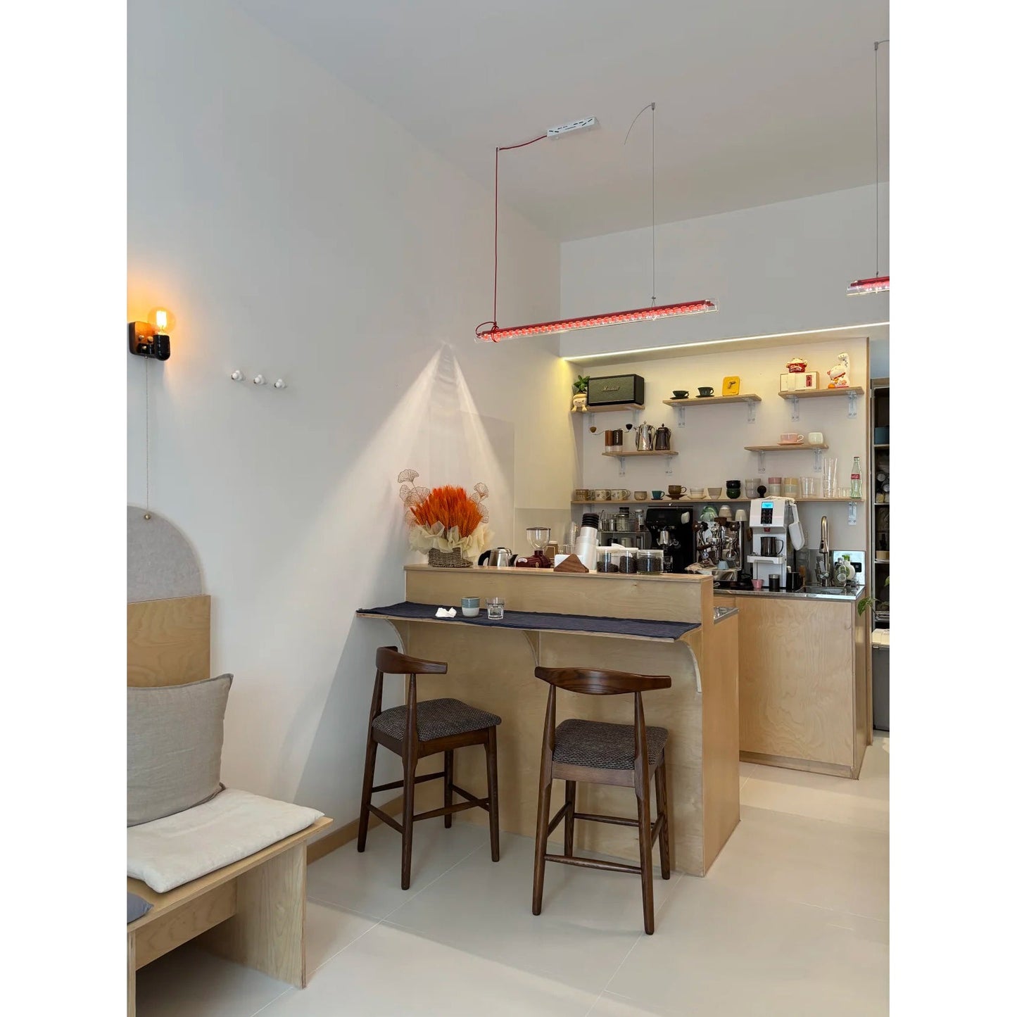 Tubular Linear LED Pendant Lamp - Fire-Polished Glass Tube Linear Light | Modern Kitchen Island & Office Pendant