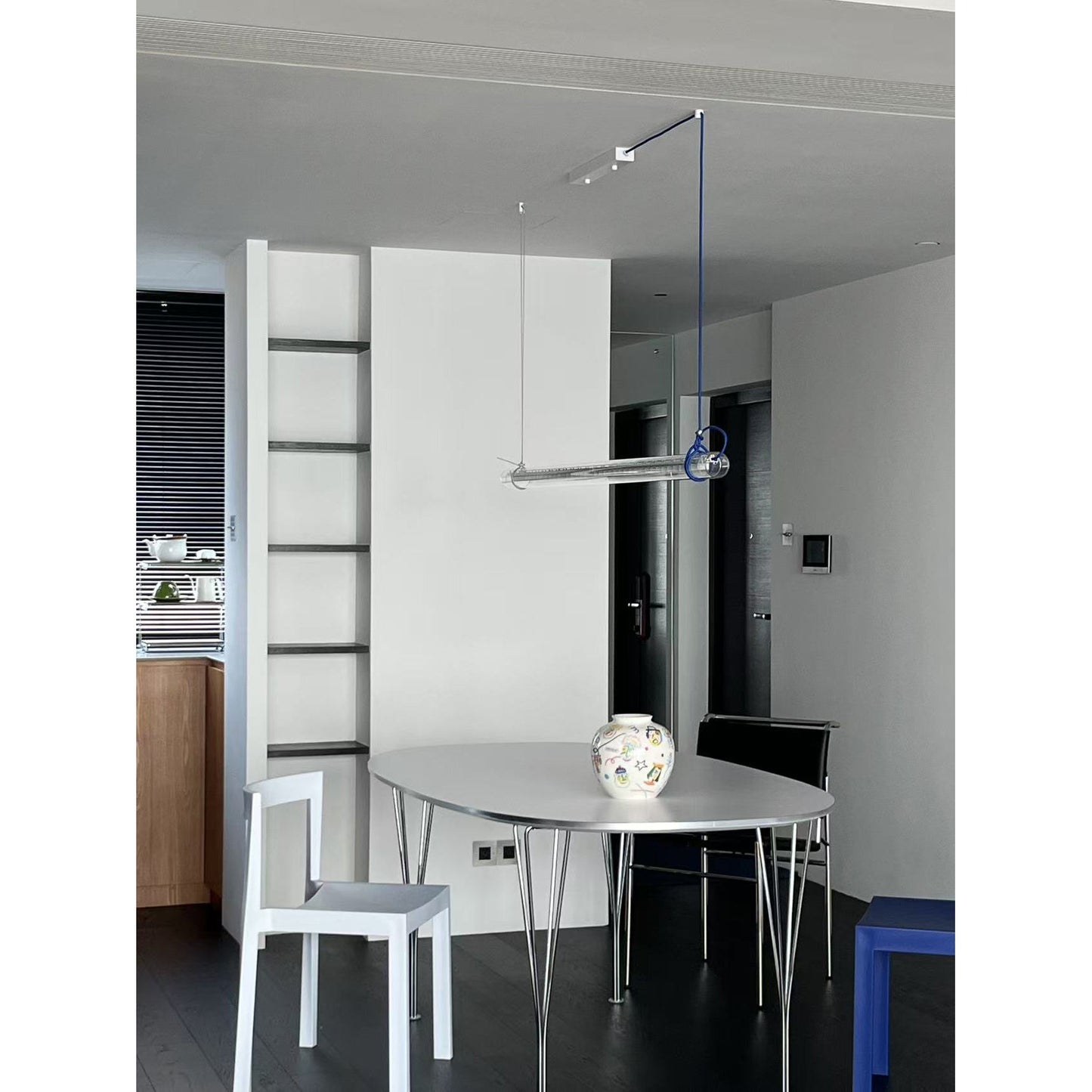 Tubular Linear LED Pendant Lamp - Fire-Polished Glass Tube Linear Light | Modern Kitchen Island & Office Pendant
