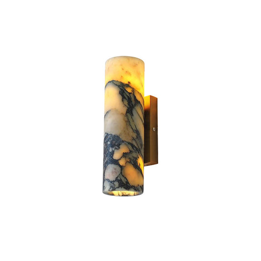 Tubular Marble Wall Lamp - Natural Stone Cylinder Sconce | Modern Minimalist G9 Wall Light