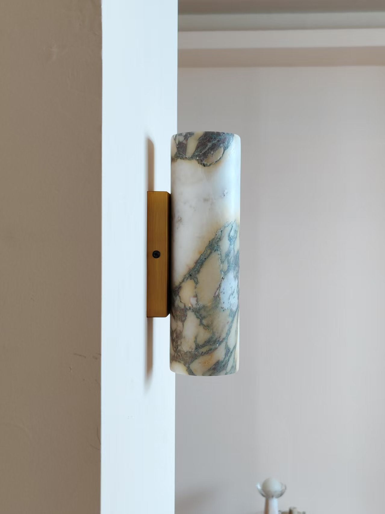 Tubular Marble Wall Lamp - Natural Stone Cylinder Sconce | Modern Minimalist G9 Wall Light