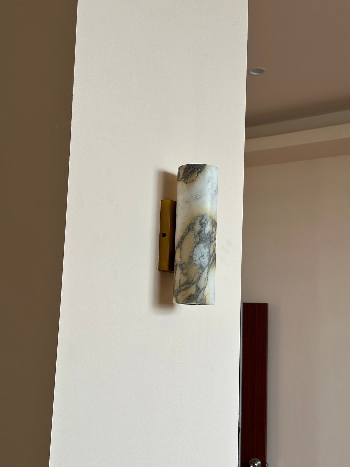 Tubular Marble Wall Lamp - Natural Stone Cylinder Sconce | Modern Minimalist G9 Wall Light