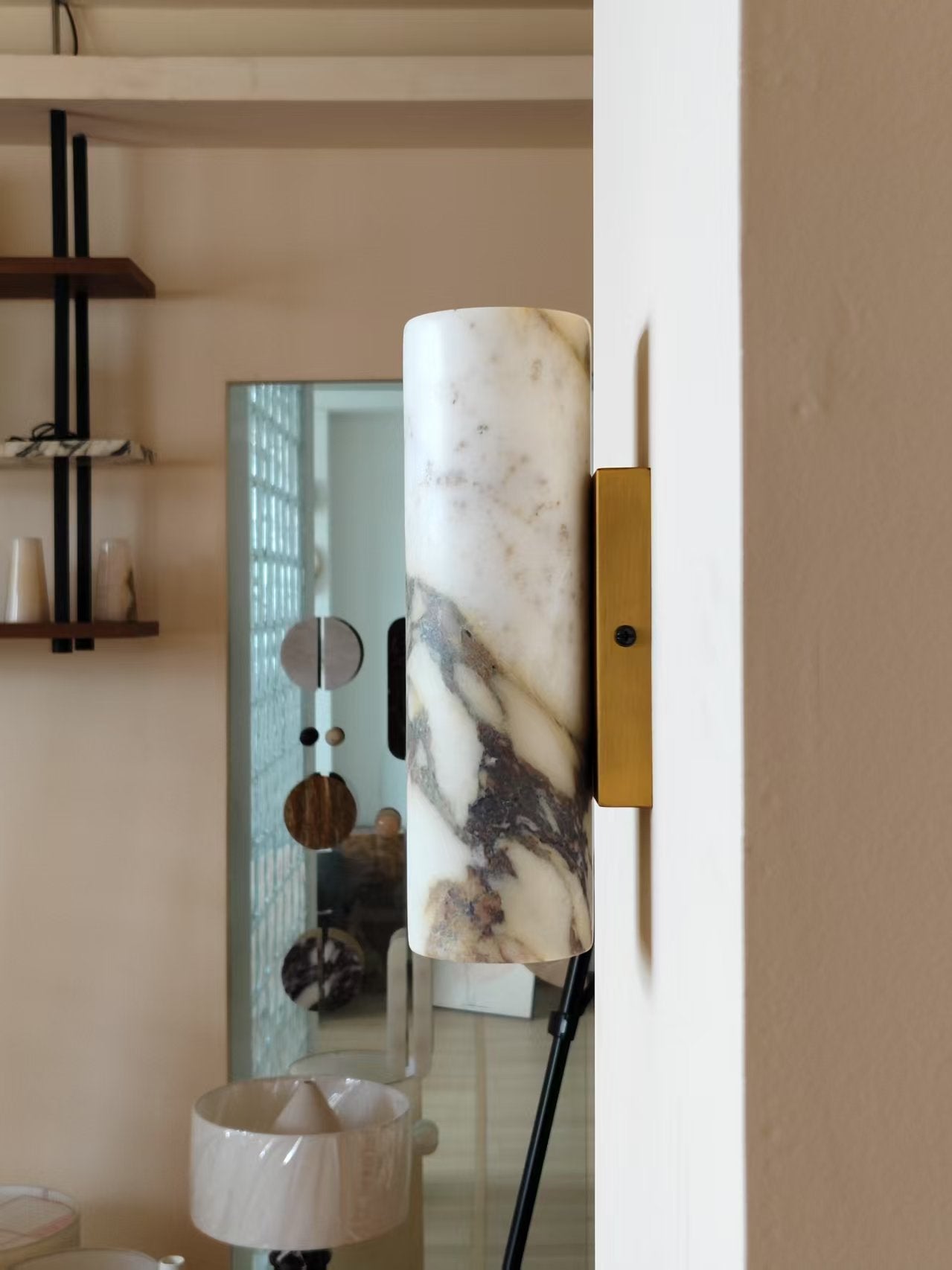 Tubular Marble Wall Lamp - Natural Stone Cylinder Sconce | Modern Minimalist G9 Wall Light