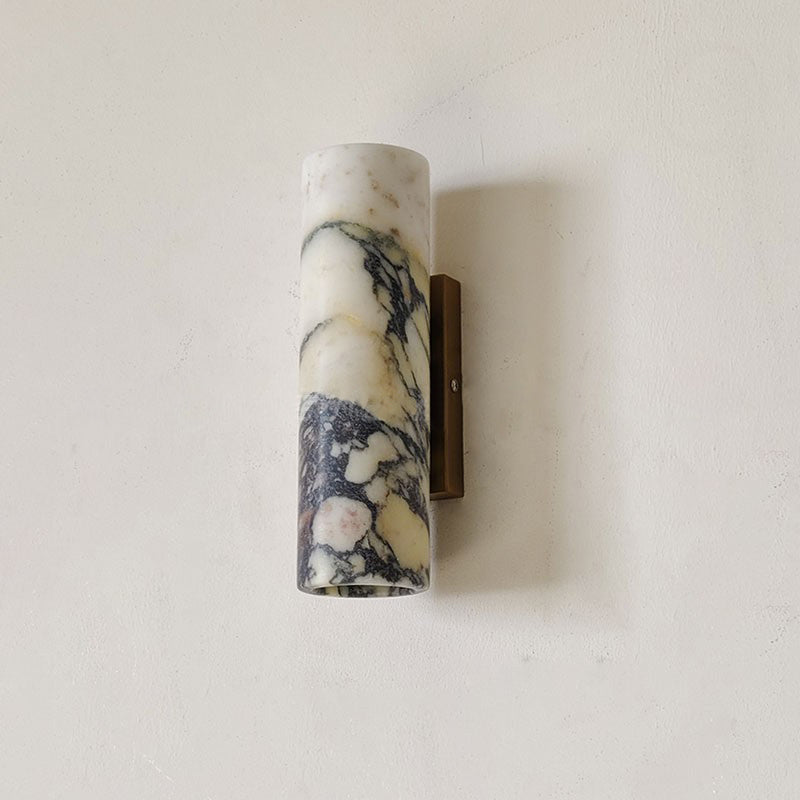 Tubular Marble Wall Lamp - Natural Stone Cylinder Sconce | Modern Minimalist G9 Wall Light