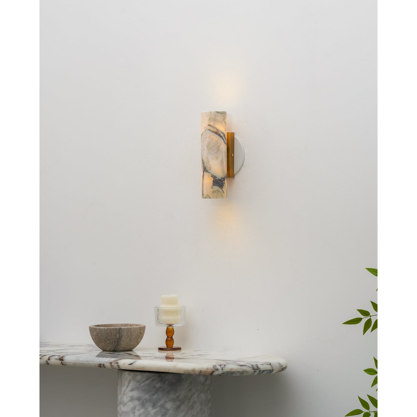 Tubular Marble Wall Lamp - Natural Stone Cylinder Sconce | Modern Minimalist G9 Wall Light