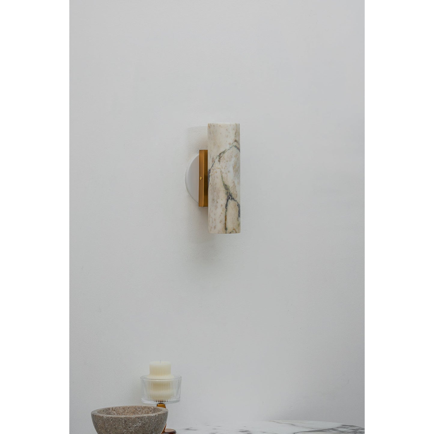 Tubular Marble Wall Lamp - Natural Stone Cylinder Sconce | Modern Minimalist G9 Wall Light