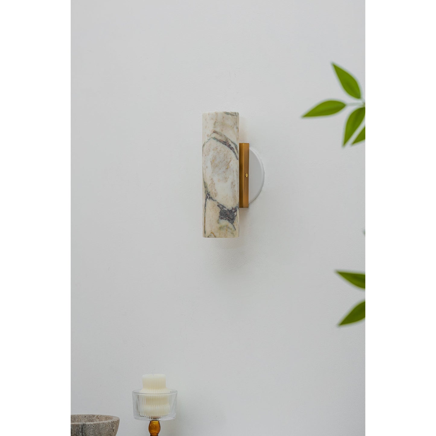 Tubular Marble Wall Lamp - Natural Stone Cylinder Sconce | Modern Minimalist G9 Wall Light