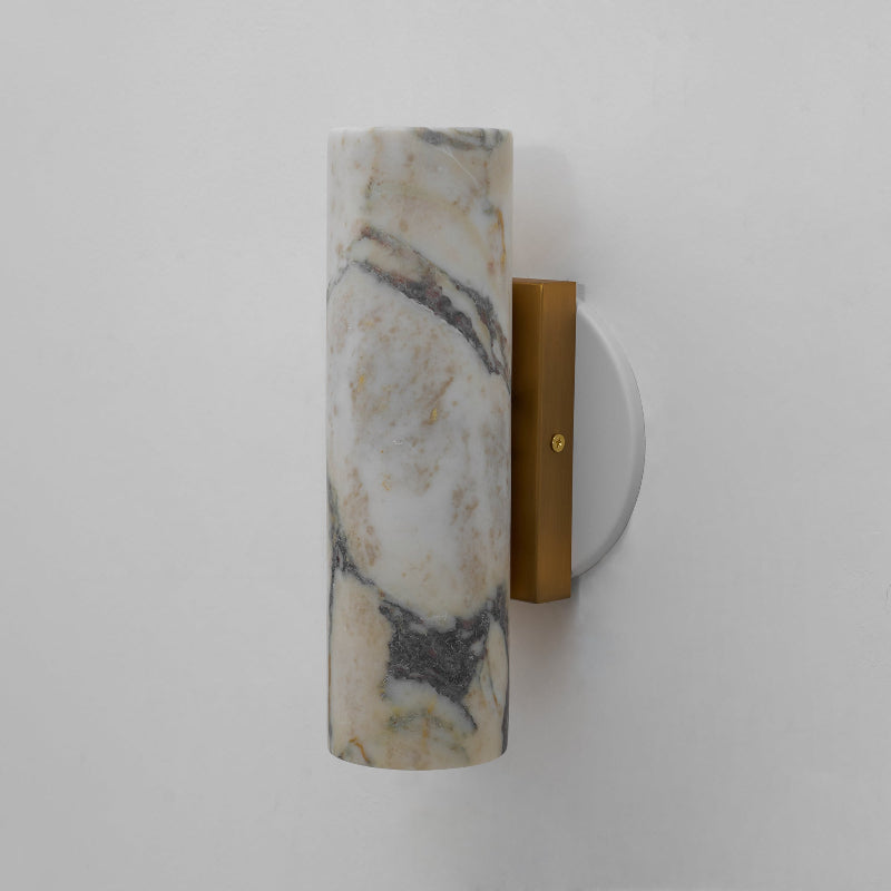 Tubular Marble Wall Lamp - Natural Stone Cylinder Sconce | Modern Minimalist G9 Wall Light