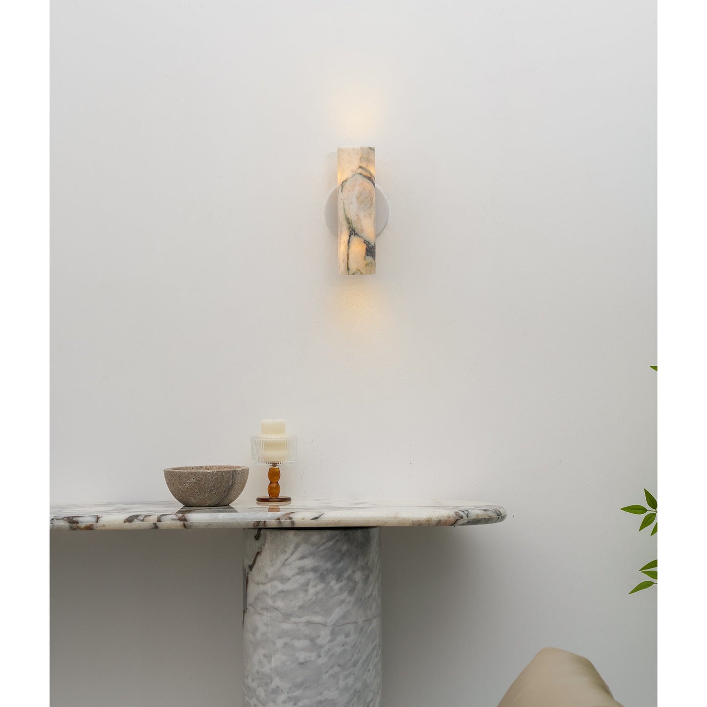 Tubular Marble Wall Lamp - Natural Stone Cylinder Sconce | Modern Minimalist G9 Wall Light