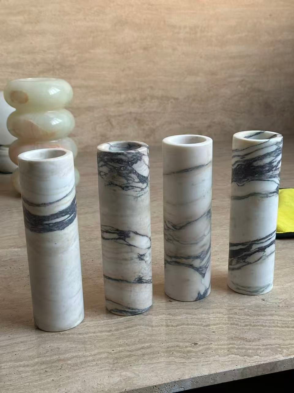 Tubular Marble Wall Lamp - Natural Stone Cylinder Sconce | Modern Minimalist G9 Wall Light