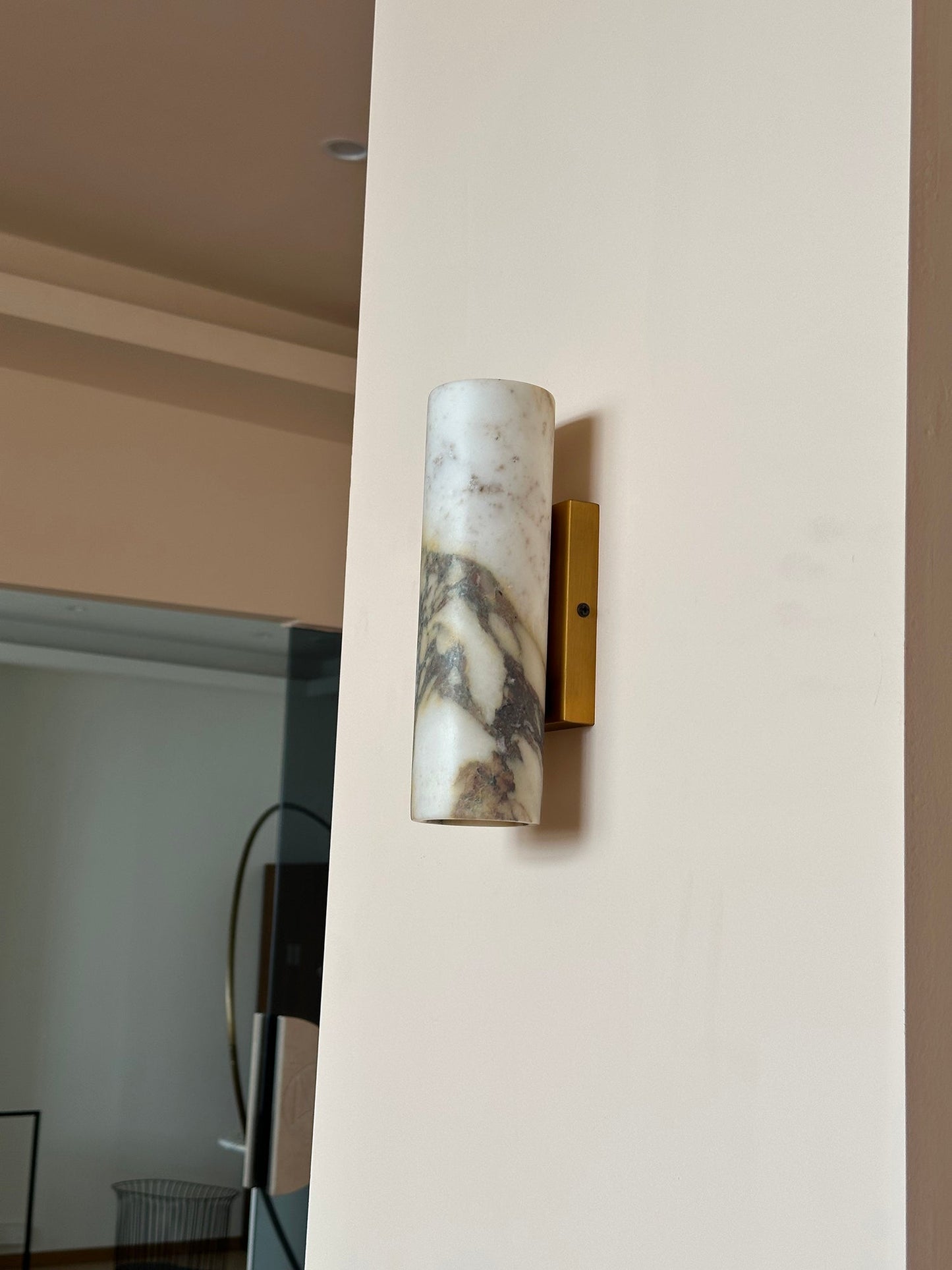 Tubular Marble Wall Lamp - Natural Stone Cylinder Sconce | Modern Minimalist G9 Wall Light