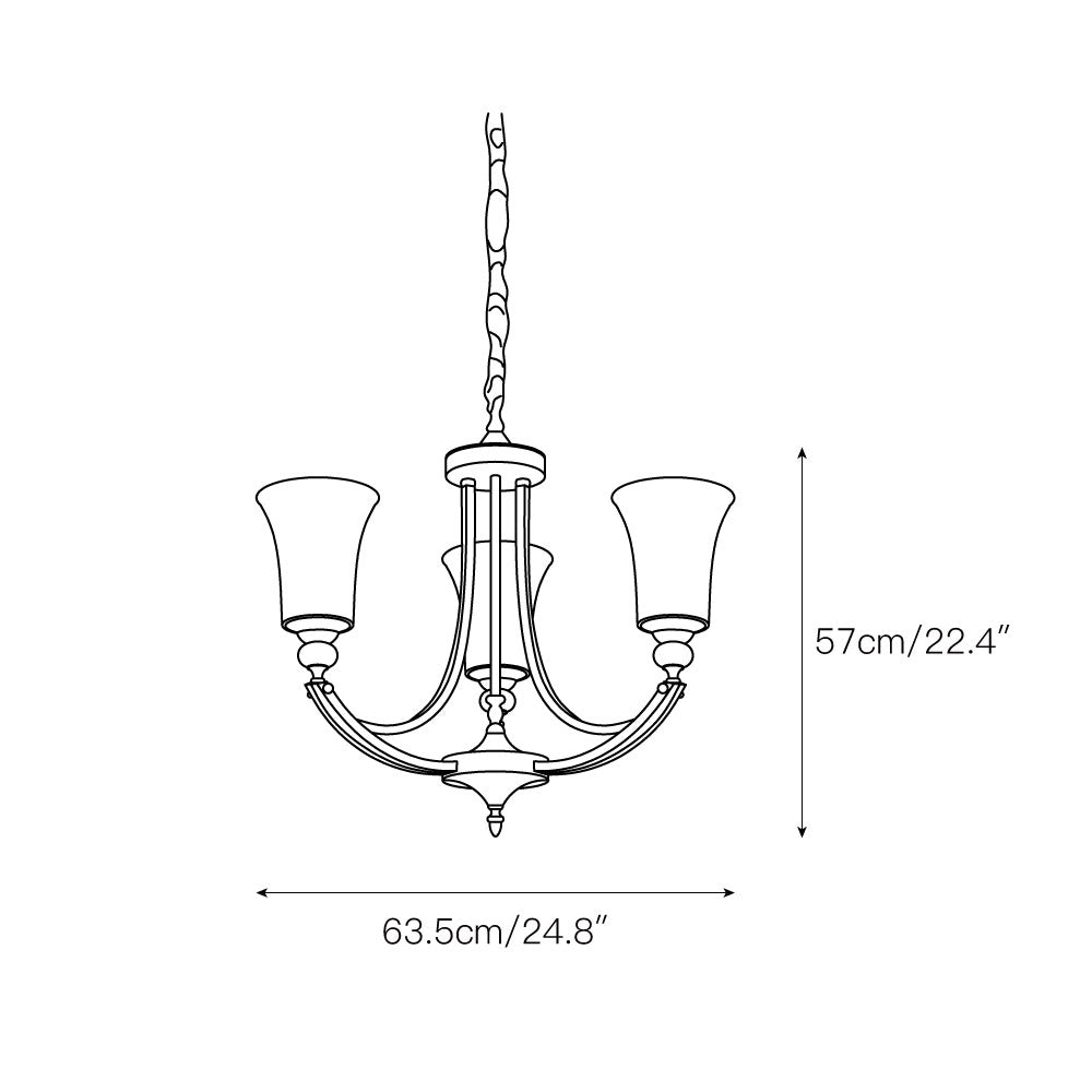 Tuileries Glass Chandelier - Polished Brass & White Glass Shade Pendant Light | Modern French Elegance Chandelier