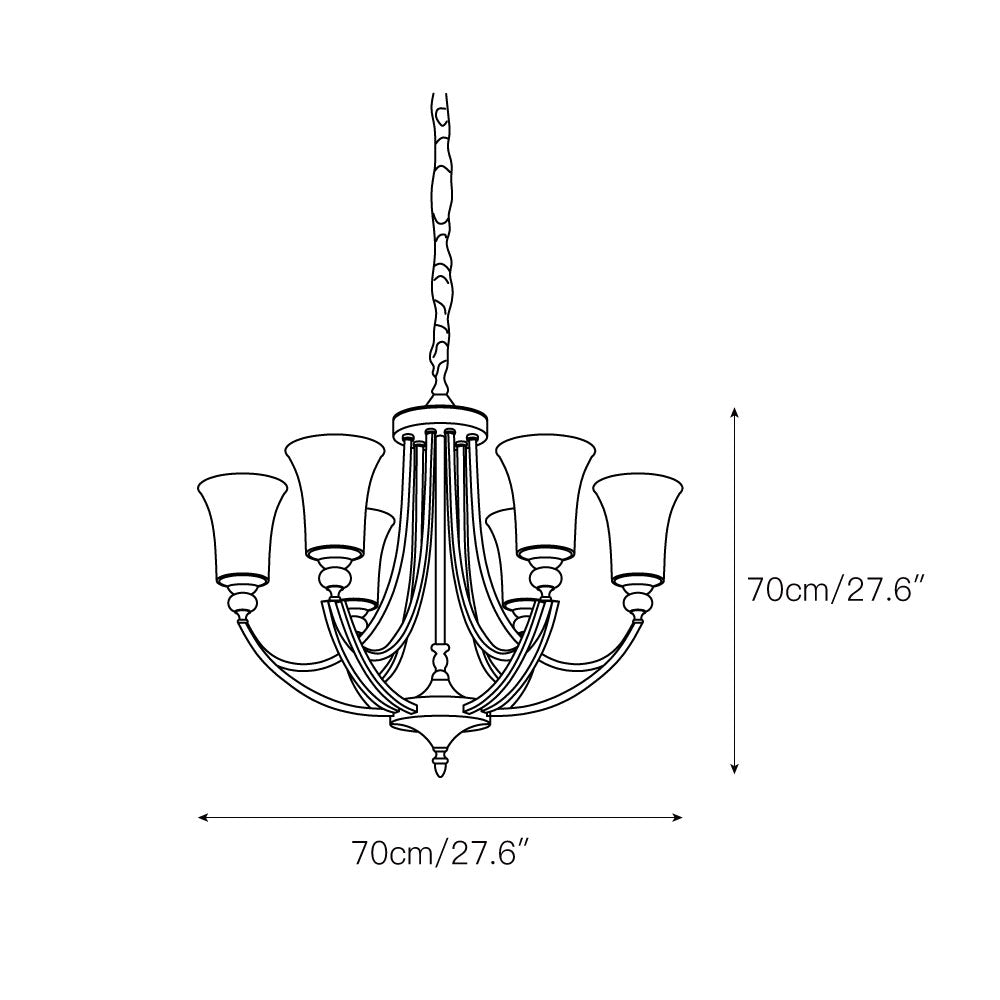 Tuileries Glass Chandelier - Polished Brass & White Glass Shade Pendant Light | Modern French Elegance Chandelier
