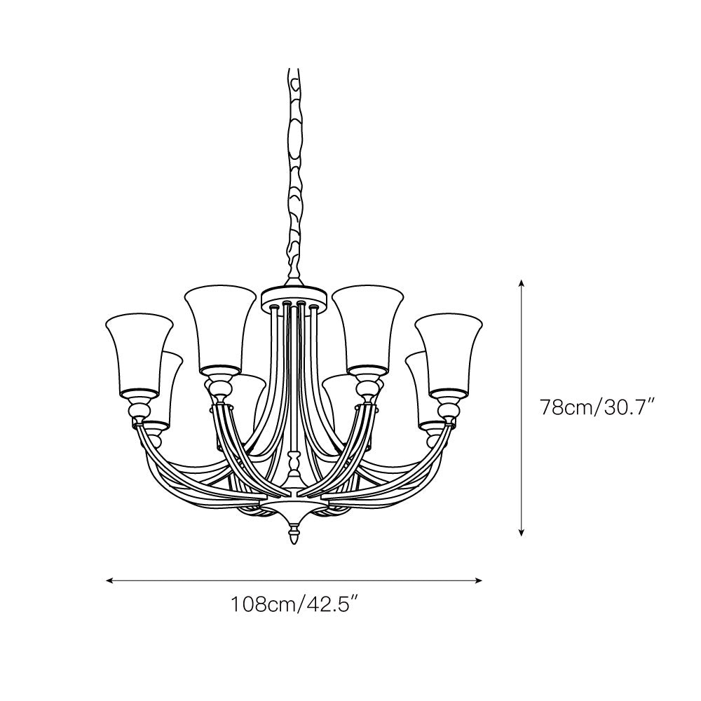 Tuileries Glass Chandelier - Polished Brass & White Glass Shade Pendant Light | Modern French Elegance Chandelier