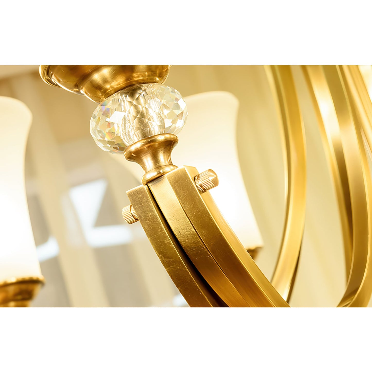 Tuileries Glass Chandelier - Polished Brass & White Glass Shade Pendant Light | Modern French Elegance Chandelier