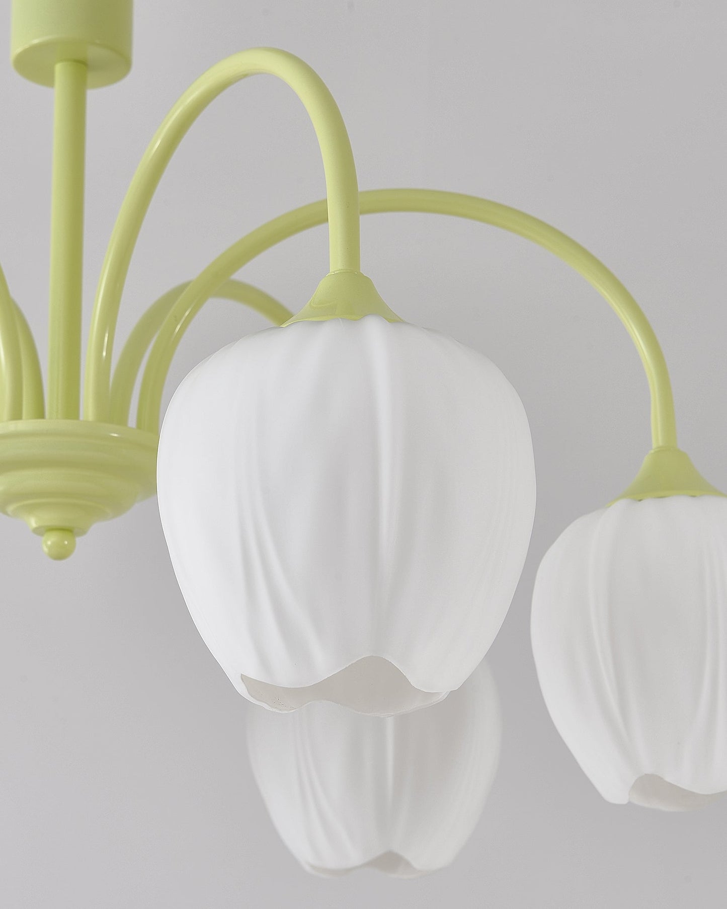 Tulip Matcha Chandelier - Fresh Matcha Green & Creamy White Glass Pendant | Modern Spring Floral Chandelier