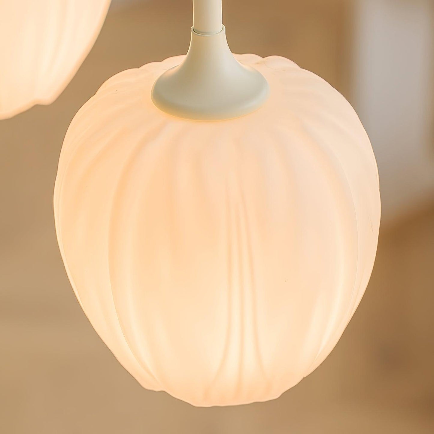 Tulip Matcha Chandelier - Fresh Matcha Green & Creamy White Glass Pendant | Modern Spring Floral Chandelier