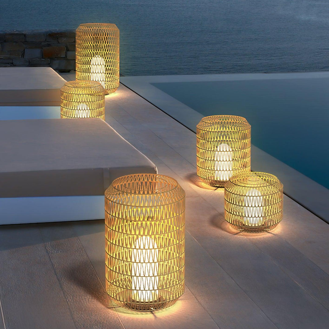Tulum Lantern Outdoor Light - Hand-Woven Rattan USB Rechargeable Patio Light | IP65 Waterproof Ambient Outdoor Lamp