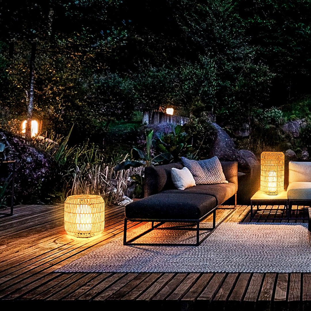 Tulum Lantern Outdoor Light - Hand-Woven Rattan USB Rechargeable Patio Light | IP65 Waterproof Ambient Outdoor Lamp