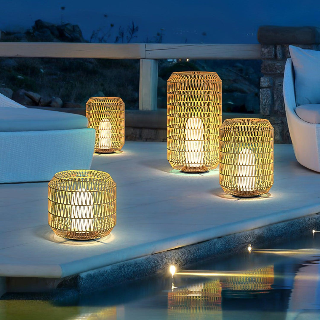 Tulum Lantern Outdoor Light - Hand-Woven Rattan USB Rechargeable Patio Light | IP65 Waterproof Ambient Outdoor Lamp