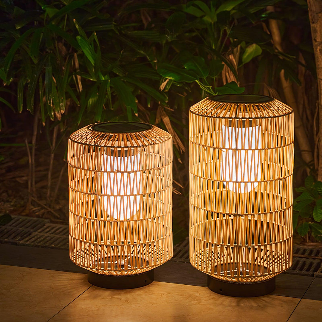 Tulum Lantern Outdoor Light - Hand-Woven Rattan USB Rechargeable Patio Light | IP65 Waterproof Ambient Outdoor Lamp