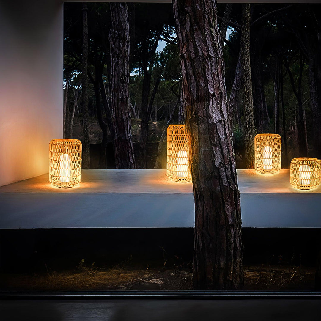 Tulum Lantern Outdoor Light - Hand-Woven Rattan USB Rechargeable Patio Light | IP65 Waterproof Ambient Outdoor Lamp