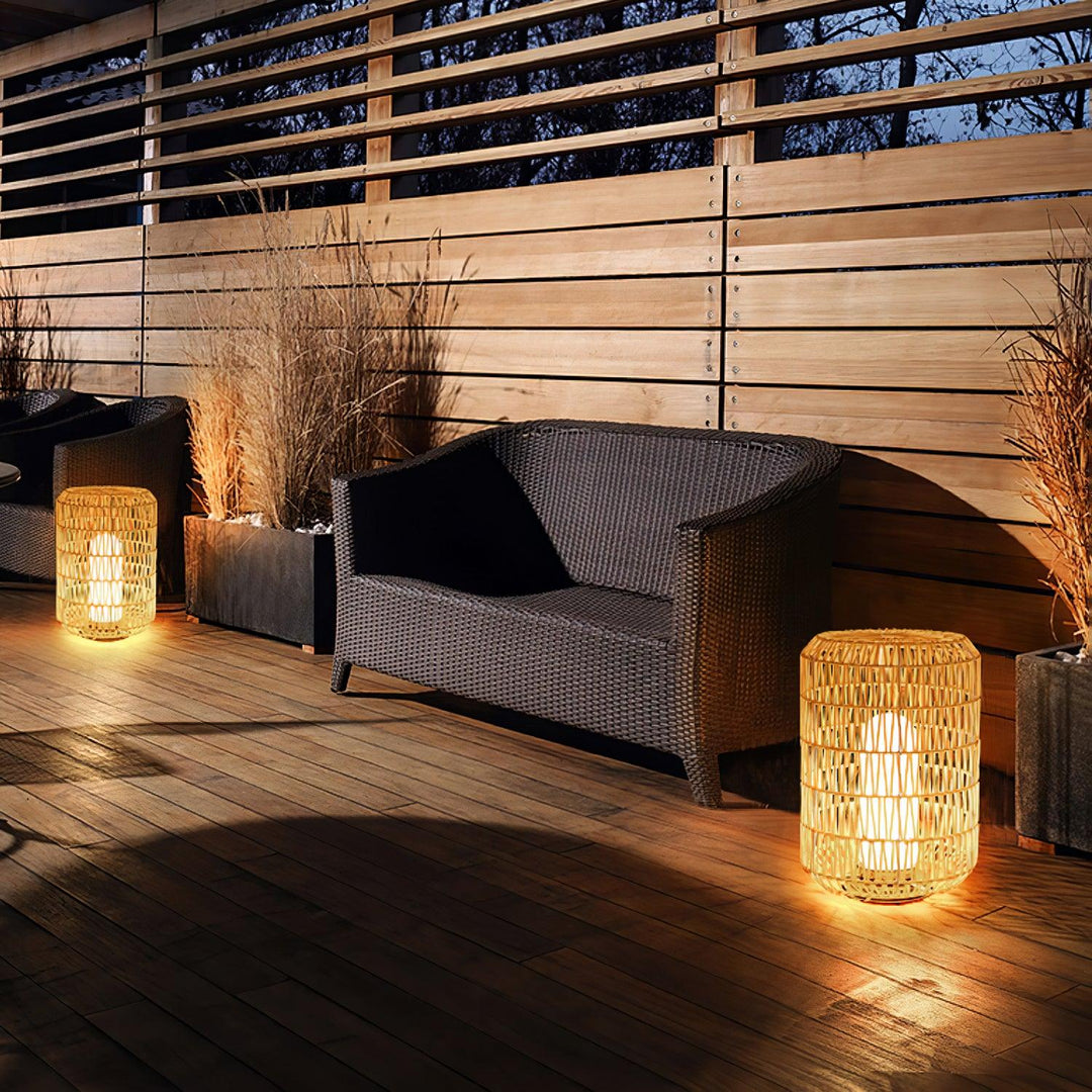 Tulum Lantern Outdoor Light - Hand-Woven Rattan USB Rechargeable Patio Light | IP65 Waterproof Ambient Outdoor Lamp