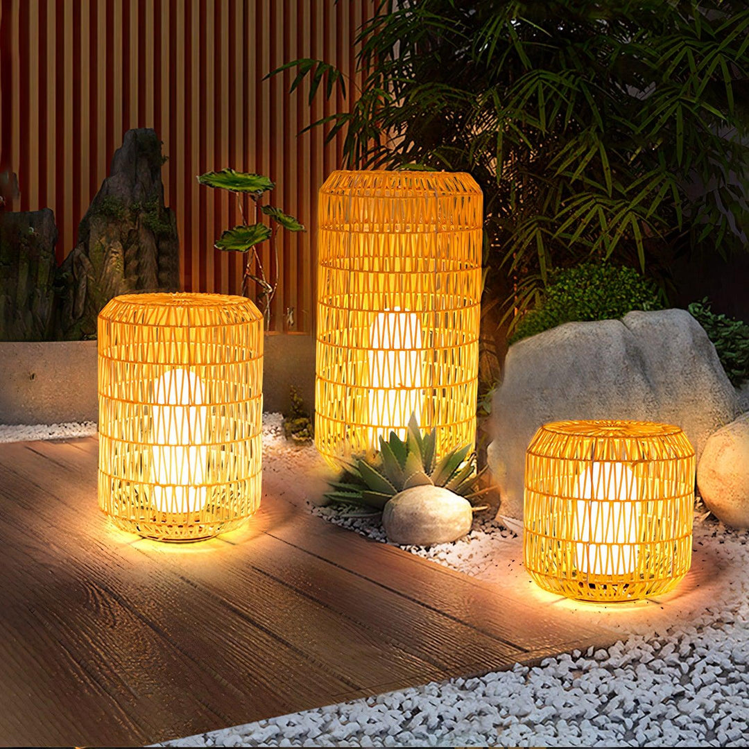 Tulum Lantern Outdoor Light - Hand-Woven Rattan USB Rechargeable Patio Light | IP65 Waterproof Ambient Outdoor Lamp