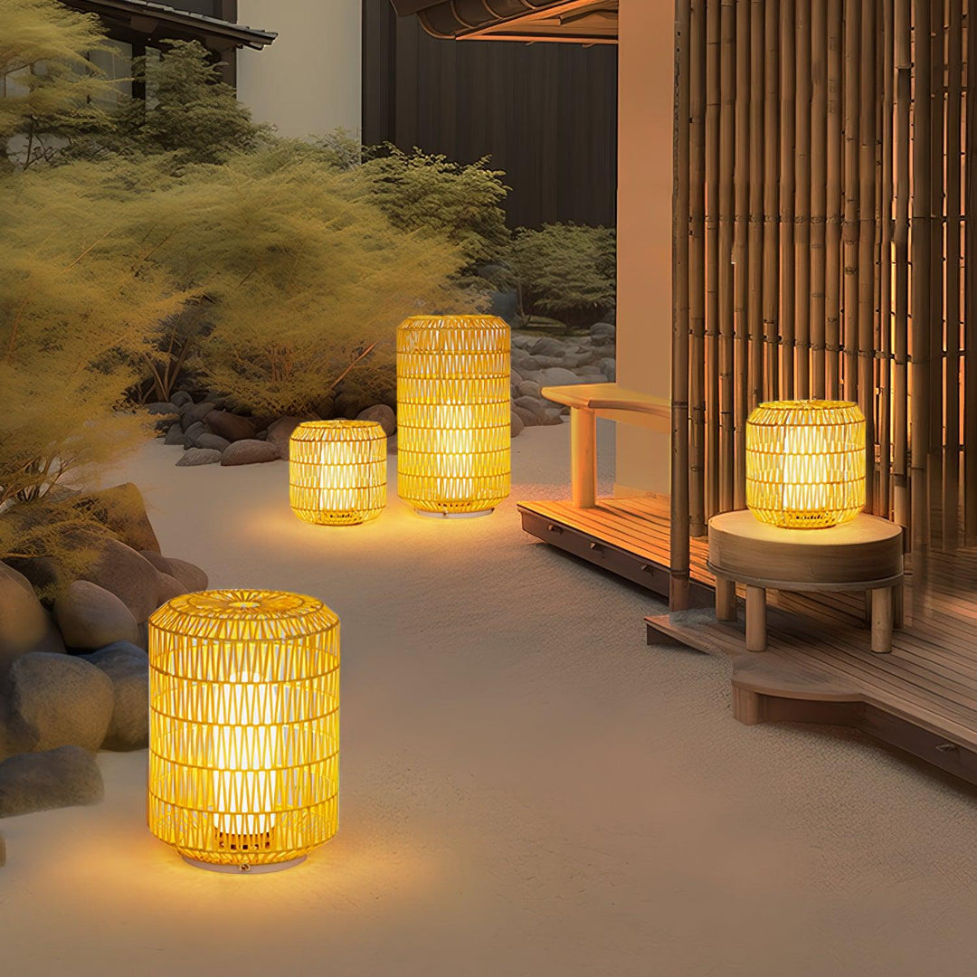 Tulum Lantern Outdoor Light - Hand-Woven Rattan USB Rechargeable Patio Light | IP65 Waterproof Ambient Outdoor Lamp