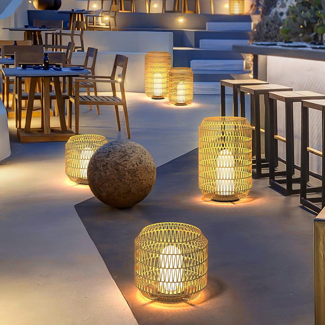 Tulum Lantern Outdoor Light - Hand-Woven Rattan USB Rechargeable Patio Light | IP65 Waterproof Ambient Outdoor Lamp